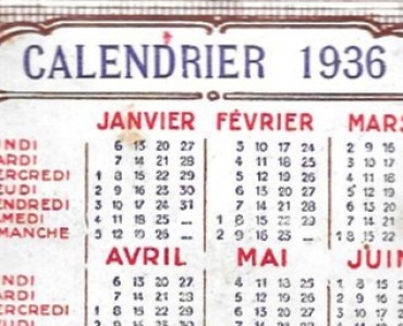 Calendrier 1936 Pharmacie Baudichon