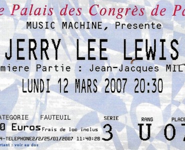 Billet d'entrée Concert Jerry Lee Lewis