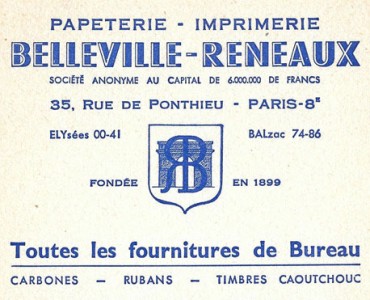 Buvard Belleville Reneaux