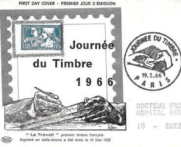 Enveloppe philatélique Journée du timbre 1966
