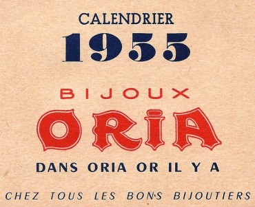 Calendrier 1955 Oria