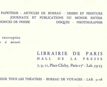 Buvard Librairie de Paris