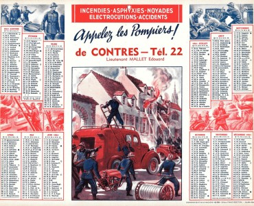 Calendrier 1951 Pompiers de Contres