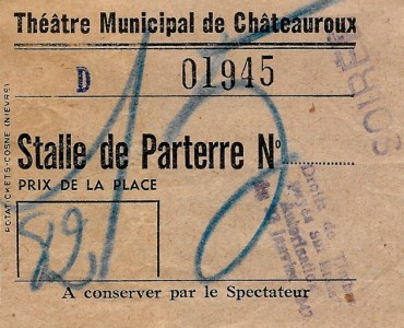 Billet d'entrée Théâtre Municipal de Châteaurox