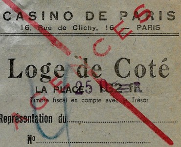 Billet d'entrée Casino de Paris