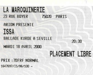 Billet d'entrée Concert Issa