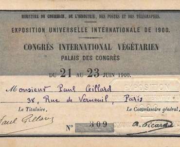 Carte d'entrée Congrès Végétarien