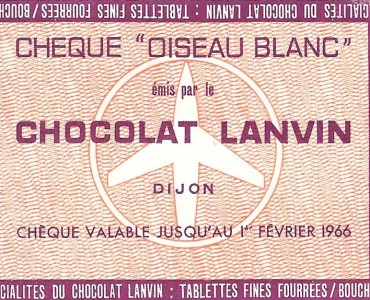 Chèque Oiseau Blanc Lanvin 