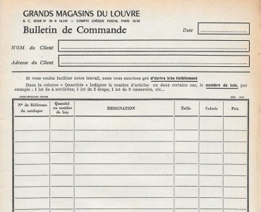 Bulletin de commande Au Louvre