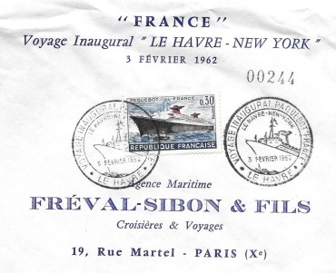 Enveloppe Philatélique Paquebot France