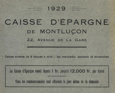 Protège-cahier Caisse d'épargne de Montluçon