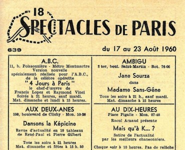 Programmes Spectacles de Paris 1960 (02)