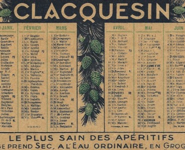 Calendrier 1930 Clacquesin